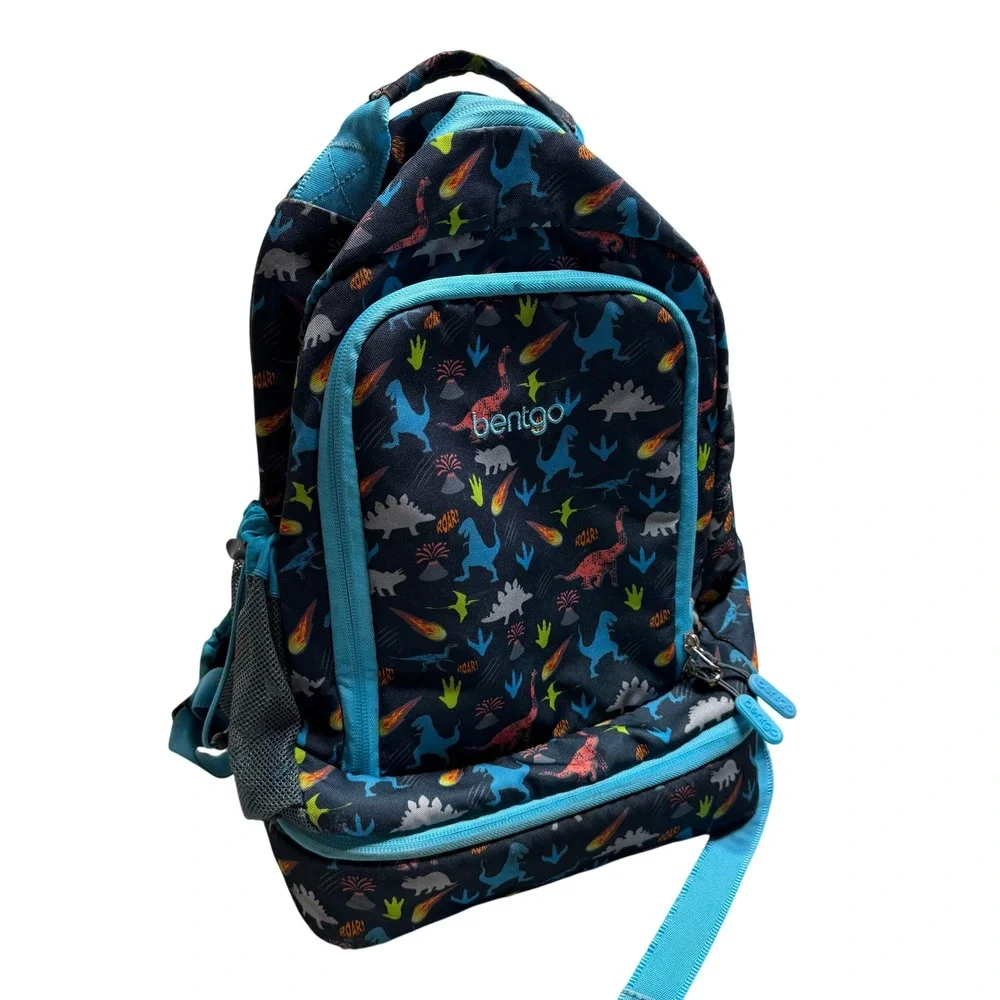 Bentgo Kids 2-in-1 Backpack Insulated Lunch Bag Dinosaur Print Navy Blue BGKBP-D
